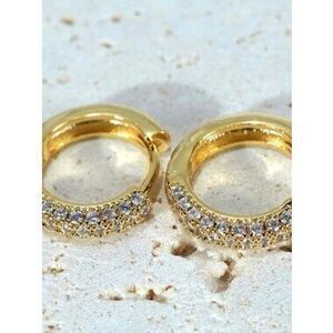 Gold 18k Plated Cz Hoop Earrings